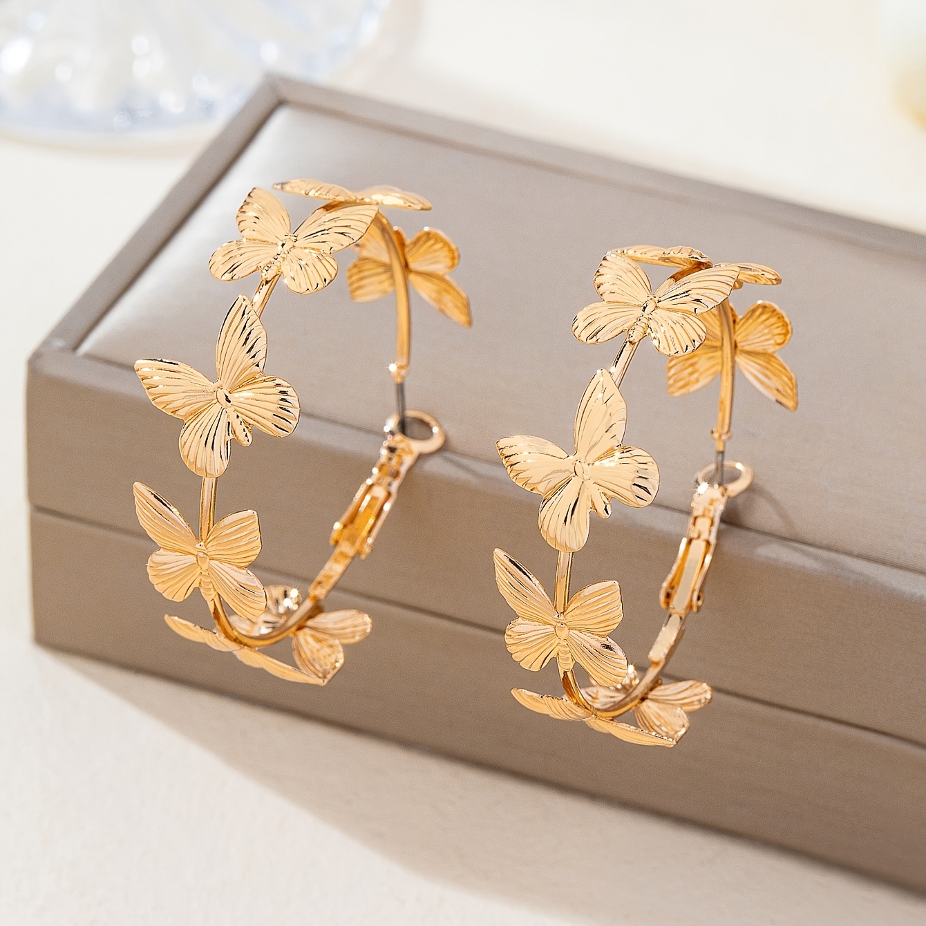 Geometric Simple Butterfly Hoop Earrings